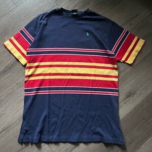 VINTAGE 90s polo ralph Lauren striped navy single stitch tshirt